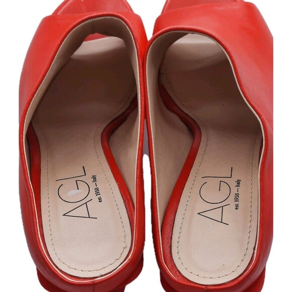 AGL ATTILIO GIUSTI LEOMBRUNI Red JANIS Slip-on Open Toe Mule Platform Heels 10 - Picture 14 of 16
